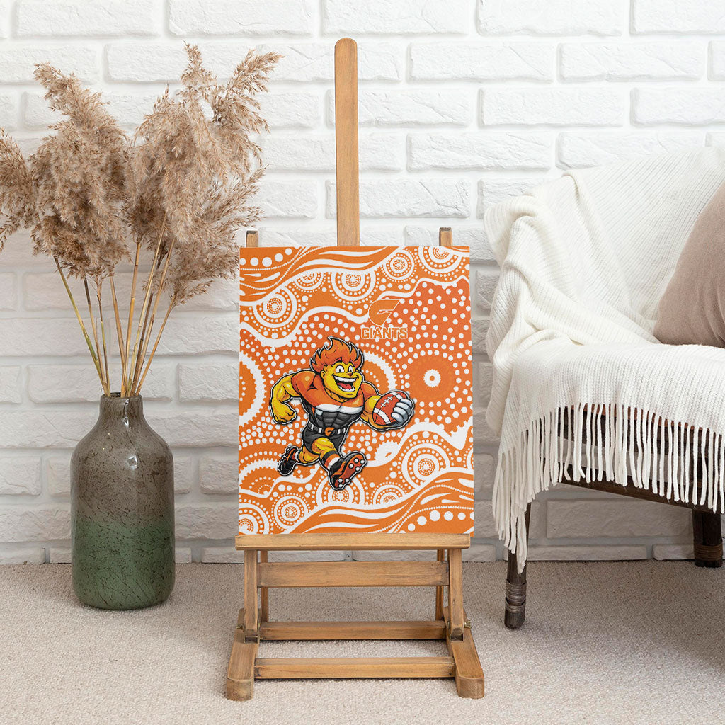 Greater Western Sydney Giants Canvas Wall Art Aboriginal Dot Pattern - Football Mascot Heritage Pride