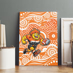 Greater Western Sydney Giants Canvas Wall Art Aboriginal Dot Pattern - Football Mascot Heritage Pride