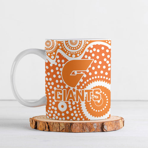 Greater Western Sydney Giants Ceramic Mug Aboriginal Dot Pattern - Football Mascot Heritage Pride