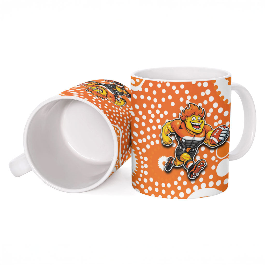 Greater Western Sydney Giants Ceramic Mug Aboriginal Dot Pattern - Football Mascot Heritage Pride
