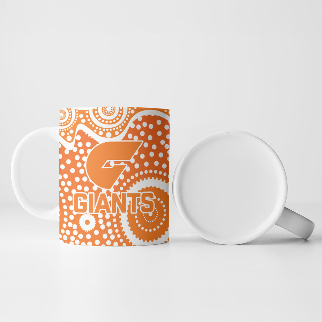 Greater Western Sydney Giants Ceramic Mug Aboriginal Dot Pattern - Football Mascot Heritage Pride