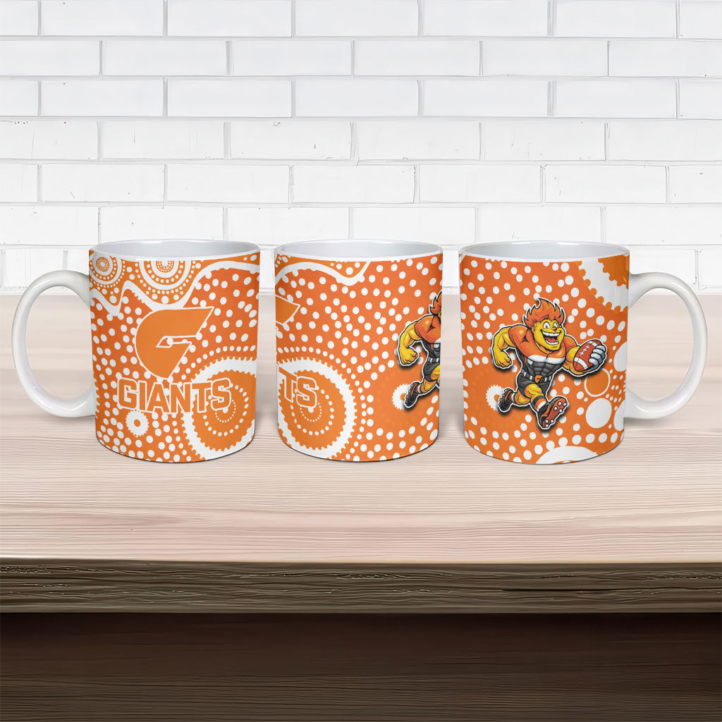 Greater Western Sydney Giants Ceramic Mug Aboriginal Dot Pattern - Football Mascot Heritage Pride