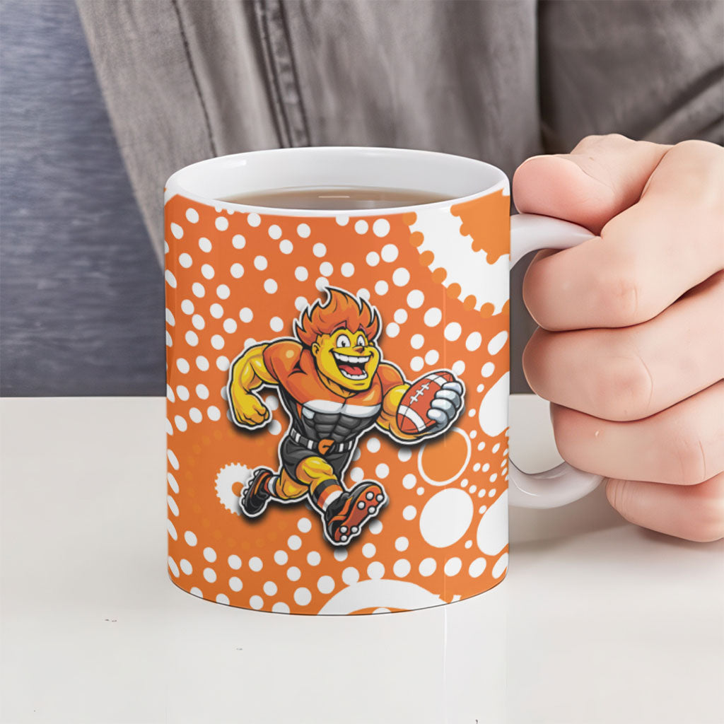 Greater Western Sydney Giants Ceramic Mug Aboriginal Dot Pattern - Football Mascot Heritage Pride