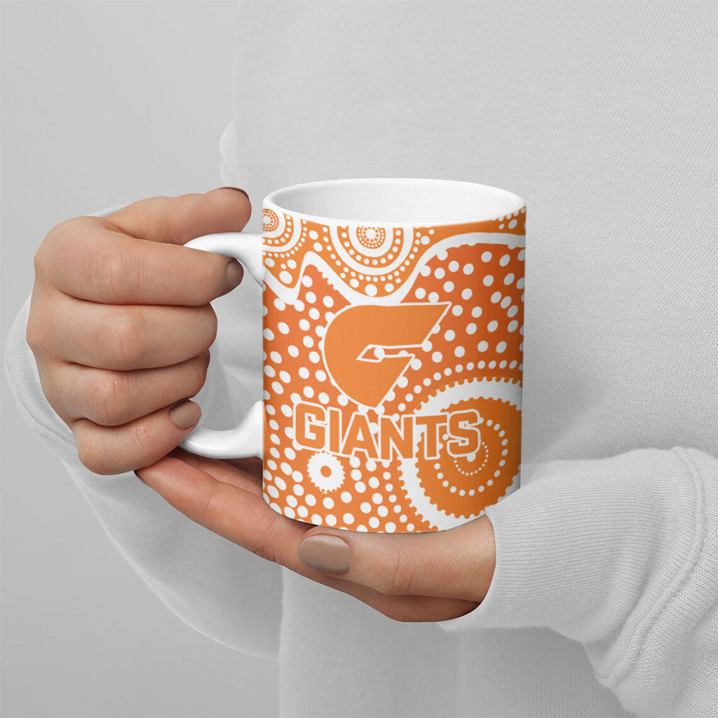 Greater Western Sydney Giants Ceramic Mug Aboriginal Dot Pattern - Football Mascot Heritage Pride