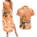 Greater Western Sydney Giants Couples Matching Summer Maxi Dress and Hawaiian Shirt Aboriginal Dot Pattern - Football Mascot Heritage Pride