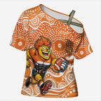 Greater Western Sydney Giants Cross Shoulder Shirt Aboriginal Dot Pattern - Football Mascot Heritage Pride