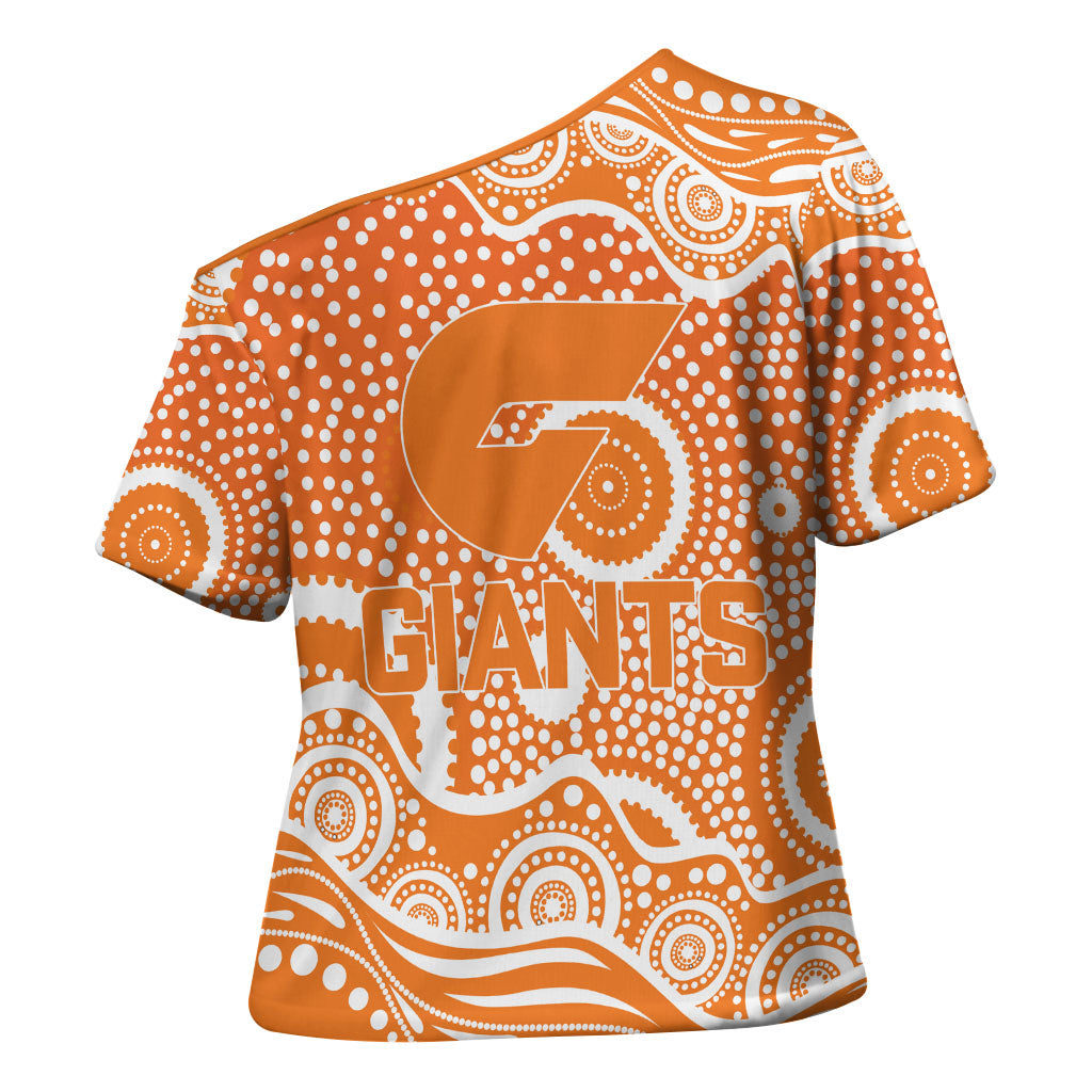 Greater Western Sydney Giants Cross Shoulder Shirt Aboriginal Dot Pattern - Football Mascot Heritage Pride