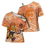 Greater Western Sydney Giants Cross Shoulder Shirt Aboriginal Dot Pattern - Football Mascot Heritage Pride