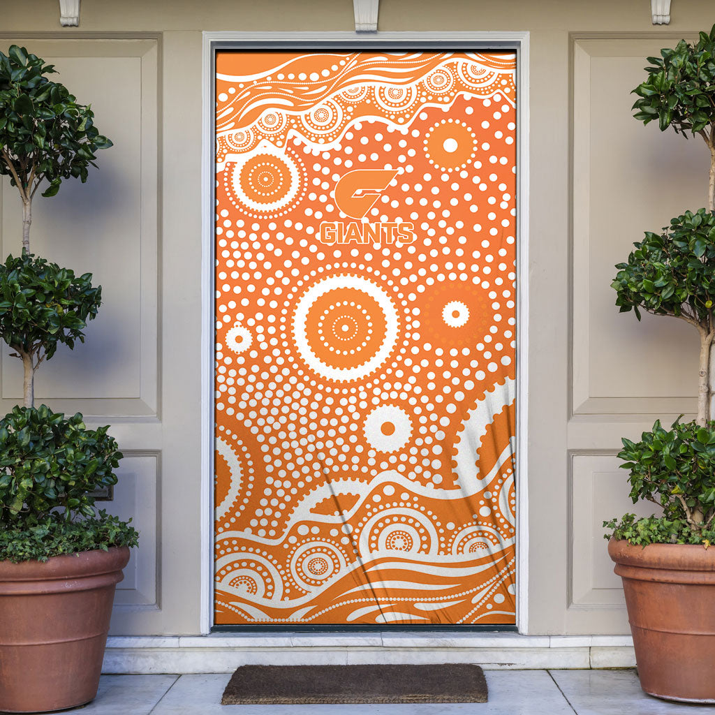Greater Western Sydney Giants Door Cover Aboriginal Dot Pattern - Football Mascot Heritage Pride