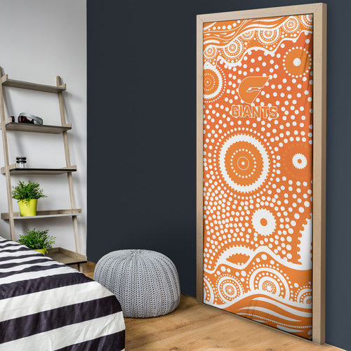 Greater Western Sydney Giants Door Cover Aboriginal Dot Pattern - Football Mascot Heritage Pride