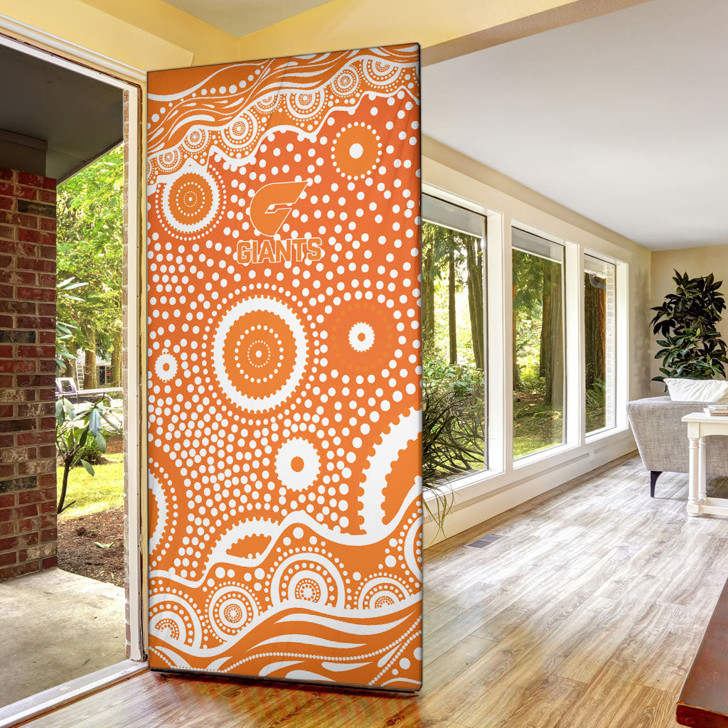 Greater Western Sydney Giants Door Cover Aboriginal Dot Pattern - Football Mascot Heritage Pride