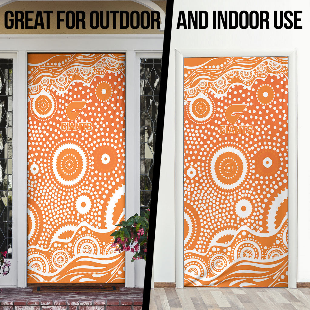 Greater Western Sydney Giants Door Cover Aboriginal Dot Pattern - Football Mascot Heritage Pride