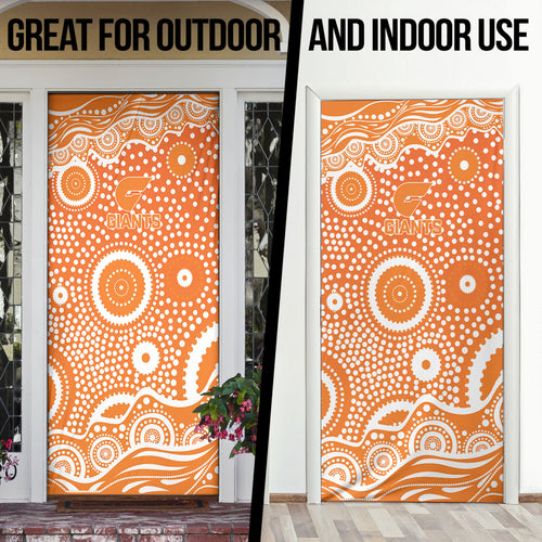 Greater Western Sydney Giants Door Cover Aboriginal Dot Pattern - Football Mascot Heritage Pride