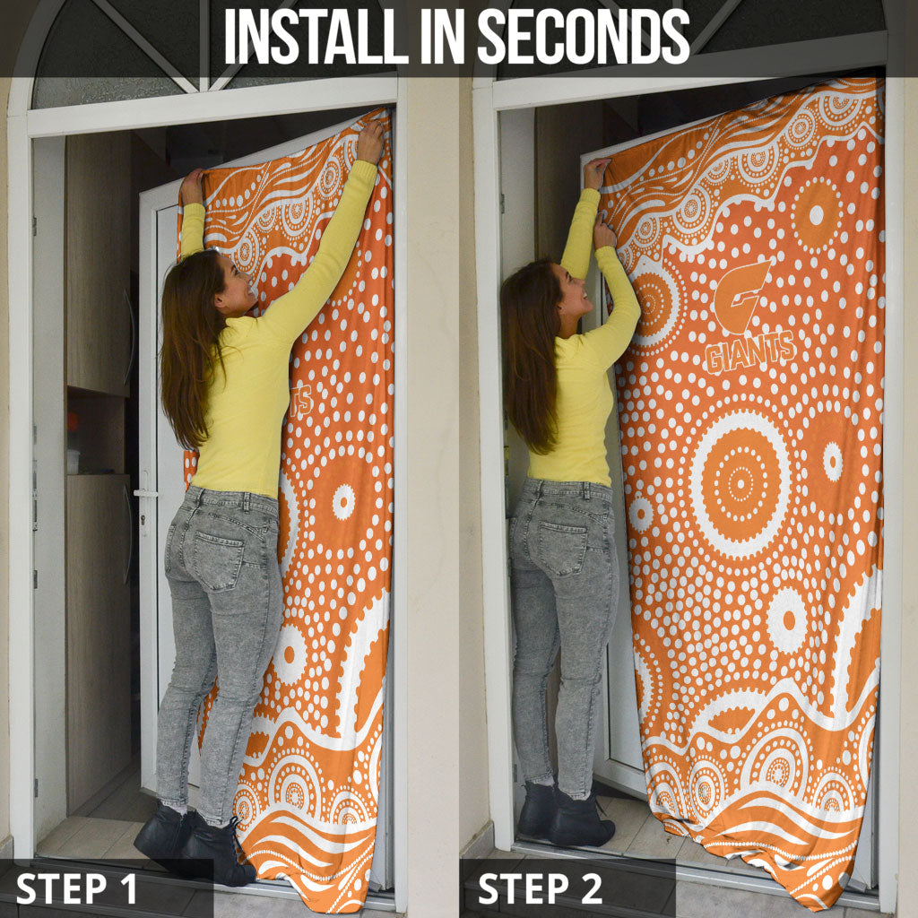 Greater Western Sydney Giants Door Cover Aboriginal Dot Pattern - Football Mascot Heritage Pride