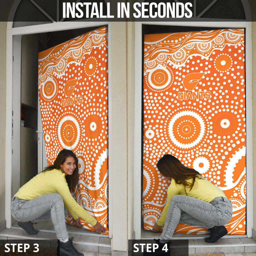 Greater Western Sydney Giants Door Cover Aboriginal Dot Pattern - Football Mascot Heritage Pride