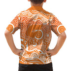Greater Western Sydney Giants Family Matching Mermaid Dress and Hawaiian Shirt Aboriginal Dot Pattern - Football Mascot Heritage Pride