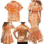 Greater Western Sydney Giants Family Matching Mermaid Dress and Hawaiian Shirt Aboriginal Dot Pattern - Football Mascot Heritage Pride