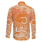 Greater Western Sydney Giants Family Matching Mermaid Dress and Hawaiian Shirt Aboriginal Dot Pattern - Football Mascot Heritage Pride