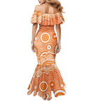 Greater Western Sydney Giants Family Matching Mermaid Dress and Hawaiian Shirt Aboriginal Dot Pattern - Football Mascot Heritage Pride