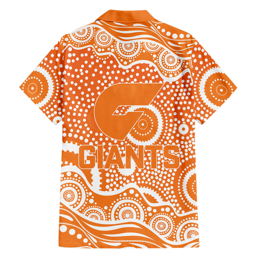 Greater Western Sydney Giants Family Matching Off Shoulder Short Dress and Hawaiian Shirt Aboriginal Dot Pattern - Football Mascot Heritage Pride