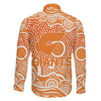 Greater Western Sydney Giants Family Matching Off Shoulder Short Dress and Hawaiian Shirt Aboriginal Dot Pattern - Football Mascot Heritage Pride