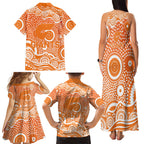 Greater Western Sydney Giants Family Matching Tank Maxi Dress and Hawaiian Shirt Aboriginal Dot Pattern - Football Mascot Heritage Pride