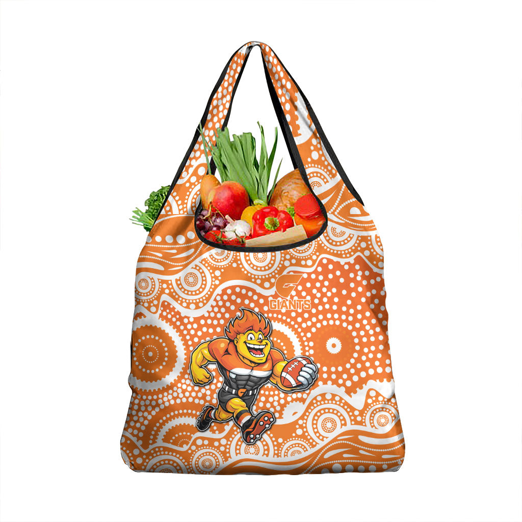 Greater Western Sydney Giants Grocery Bag Aboriginal Dot Pattern - Football Mascot Heritage Pride