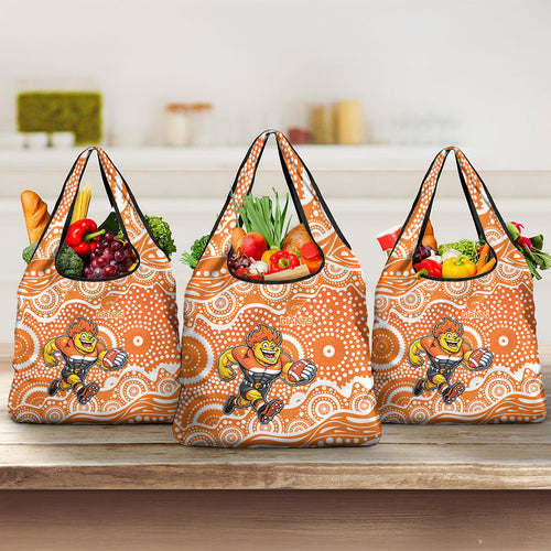 Greater Western Sydney Giants Grocery Bag Aboriginal Dot Pattern - Football Mascot Heritage Pride