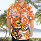 Greater Western Sydney Giants Hawaiian Shirt Aboriginal Dot Pattern - Football Mascot Heritage Pride