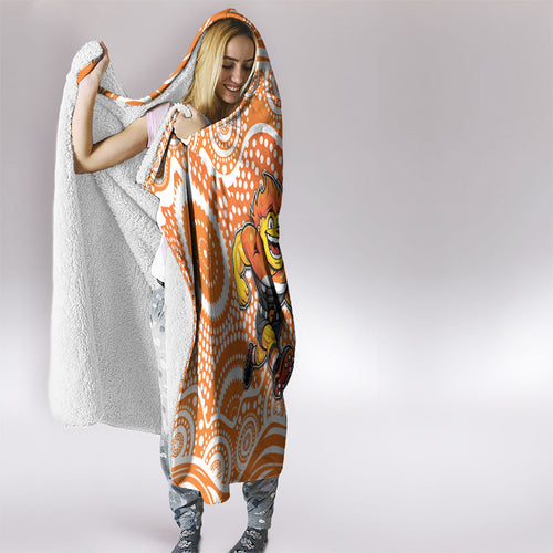 Greater Western Sydney Giants Hooded Blanket Aboriginal Dot Pattern - Football Mascot Heritage Pride