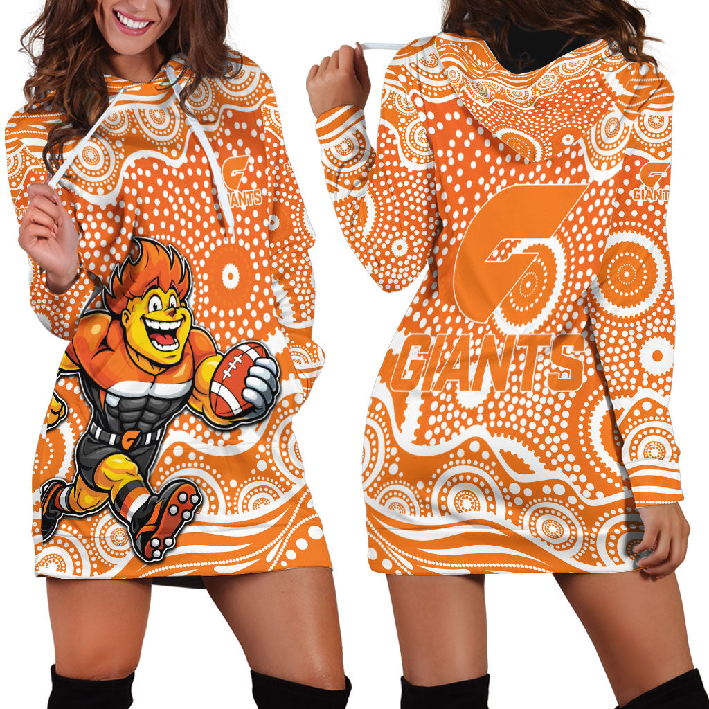 Greater Western Sydney Giants Hoodie Dress Aboriginal Dot Pattern - Football Mascot Heritage Pride