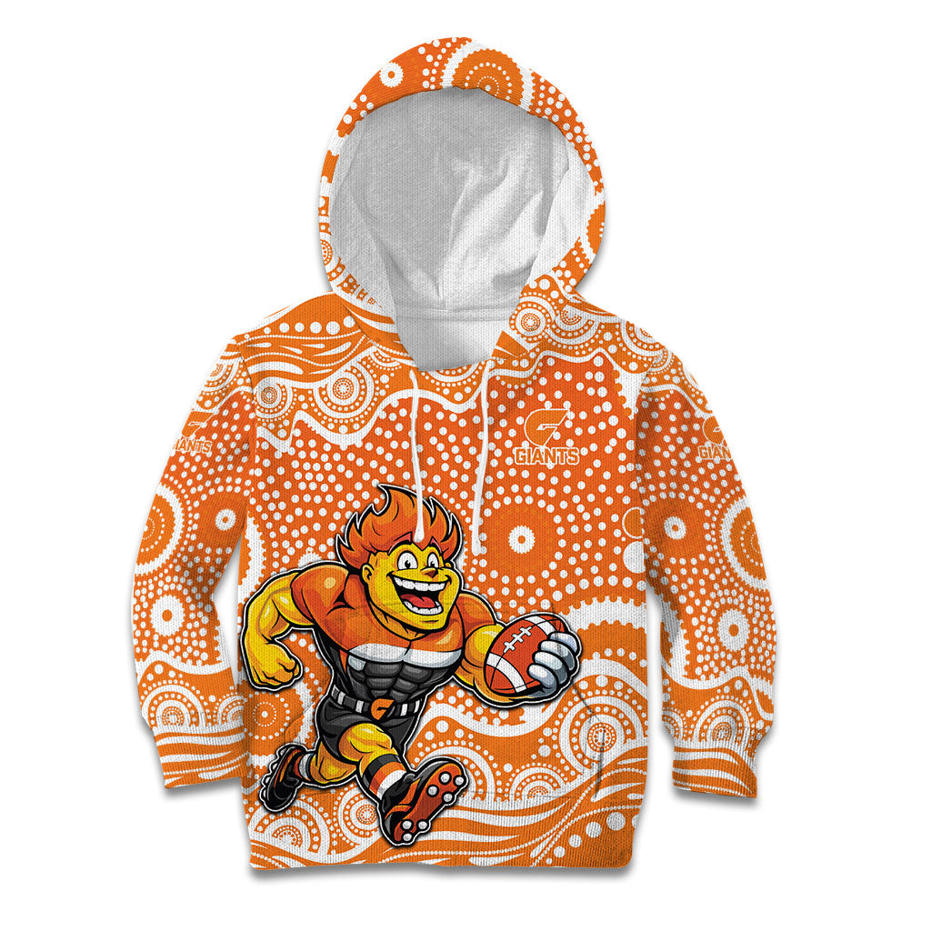 Greater Western Sydney Giants Kid Hoodie Aboriginal Dot Pattern - Football Mascot Heritage Pride