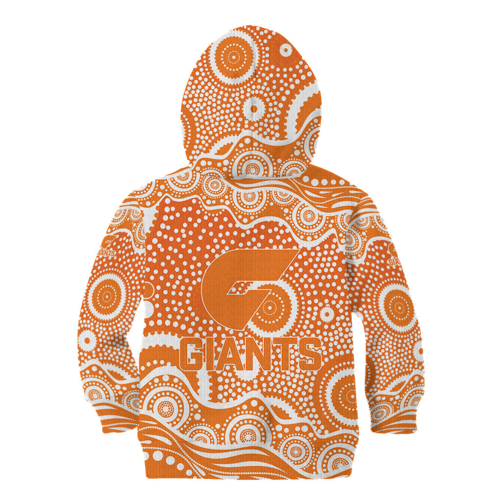 Greater Western Sydney Giants Kid Hoodie Aboriginal Dot Pattern - Football Mascot Heritage Pride