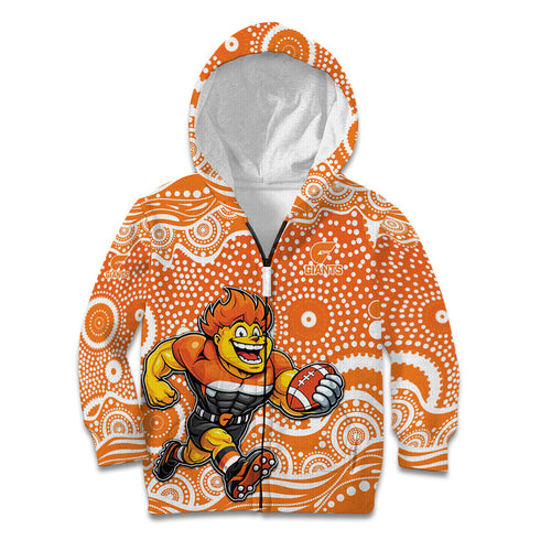Greater Western Sydney Giants Kid Hoodie Aboriginal Dot Pattern - Football Mascot Heritage Pride
