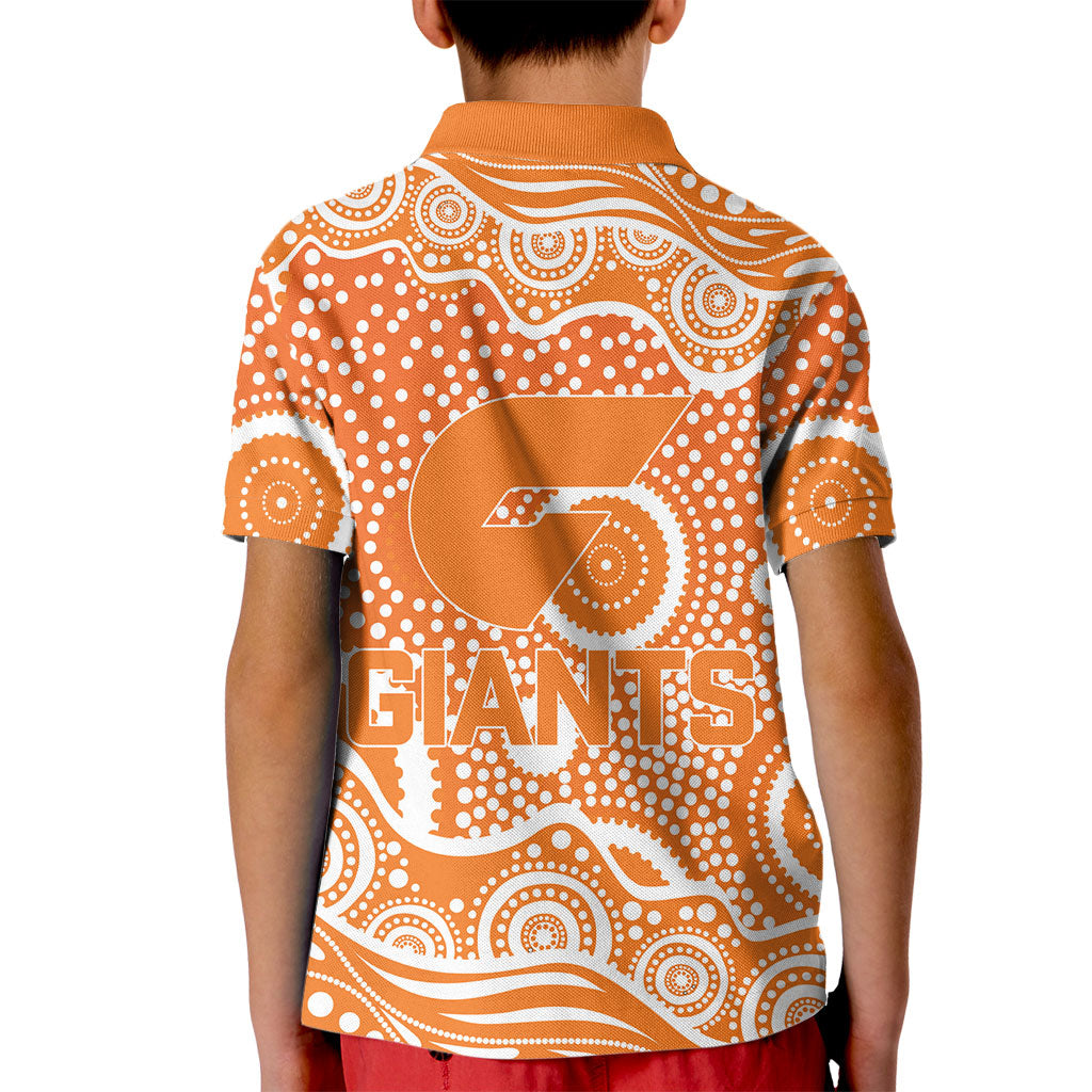 Greater Western Sydney Giants Kid Polo Shirt Aboriginal Dot Pattern - Football Mascot Heritage Pride