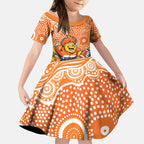 Greater Western Sydney Giants Kid Short Sleeve Dress Aboriginal Dot Pattern - Football Mascot Heritage Pride