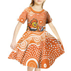 Greater Western Sydney Giants Kid Short Sleeve Dress Aboriginal Dot Pattern - Football Mascot Heritage Pride