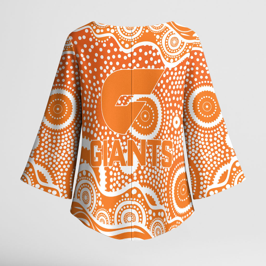 Greater Western Sydney Giants Kimono Sleeve Blouse Aboriginal Dot Pattern - Football Mascot Heritage Pride