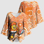 Greater Western Sydney Giants Kimono Sleeve Blouse Aboriginal Dot Pattern - Football Mascot Heritage Pride