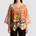 Greater Western Sydney Giants Kimono Sleeve Blouse Aboriginal Dot Pattern - Football Mascot Heritage Pride