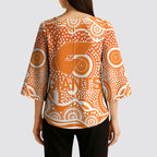 Greater Western Sydney Giants Kimono Sleeve Blouse Aboriginal Dot Pattern - Football Mascot Heritage Pride