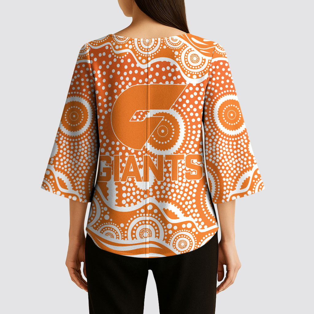 Greater Western Sydney Giants Kimono Sleeve Blouse Aboriginal Dot Pattern - Football Mascot Heritage Pride