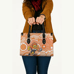Greater Western Sydney Giants Leather Bag Aboriginal Dot Pattern - Football Mascot Heritage Pride