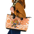 Greater Western Sydney Giants Leather Tote Bag Aboriginal Dot Pattern - Football Mascot Heritage Pride
