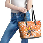 Greater Western Sydney Giants Leather Tote Bag Aboriginal Dot Pattern - Football Mascot Heritage Pride