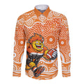 Greater Western Sydney Giants Long Sleeve Button Shirt Aboriginal Dot Pattern - Football Mascot Heritage Pride