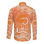 Greater Western Sydney Giants Long Sleeve Button Shirt Aboriginal Dot Pattern - Football Mascot Heritage Pride