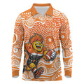 Greater Western Sydney Giants Long Sleeve Polo Shirt Aboriginal Dot Pattern - Football Mascot Heritage Pride