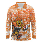 Greater Western Sydney Giants Long Sleeve Polo Shirt Aboriginal Dot Pattern - Football Mascot Heritage Pride