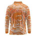 Greater Western Sydney Giants Long Sleeve Polo Shirt Aboriginal Dot Pattern - Football Mascot Heritage Pride